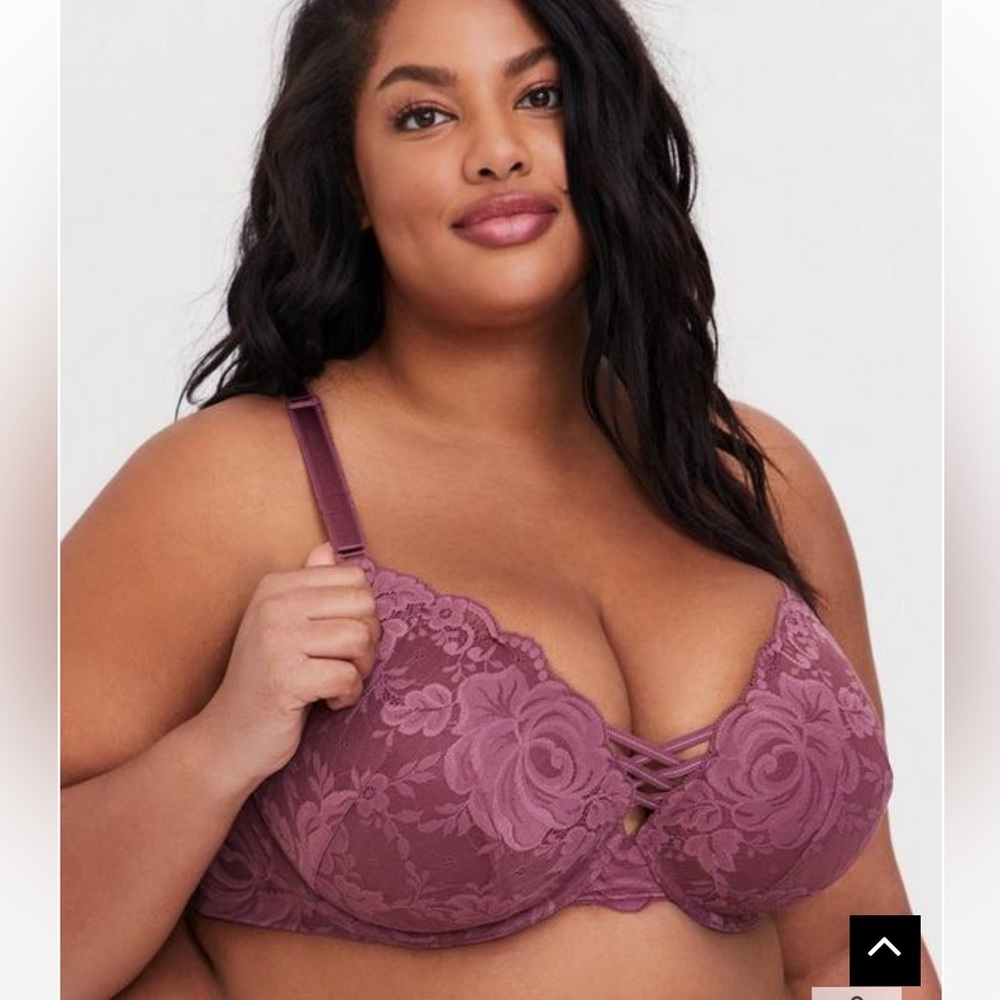 Torrid XO Plunge Push-Up Exploded Floral Lace 360° Back Smoothing Bra